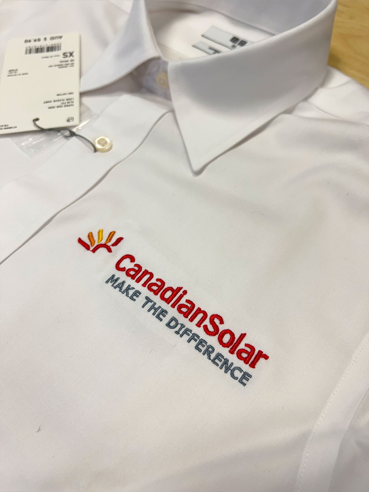 Canadian Solar embroidered logo on polo shirt