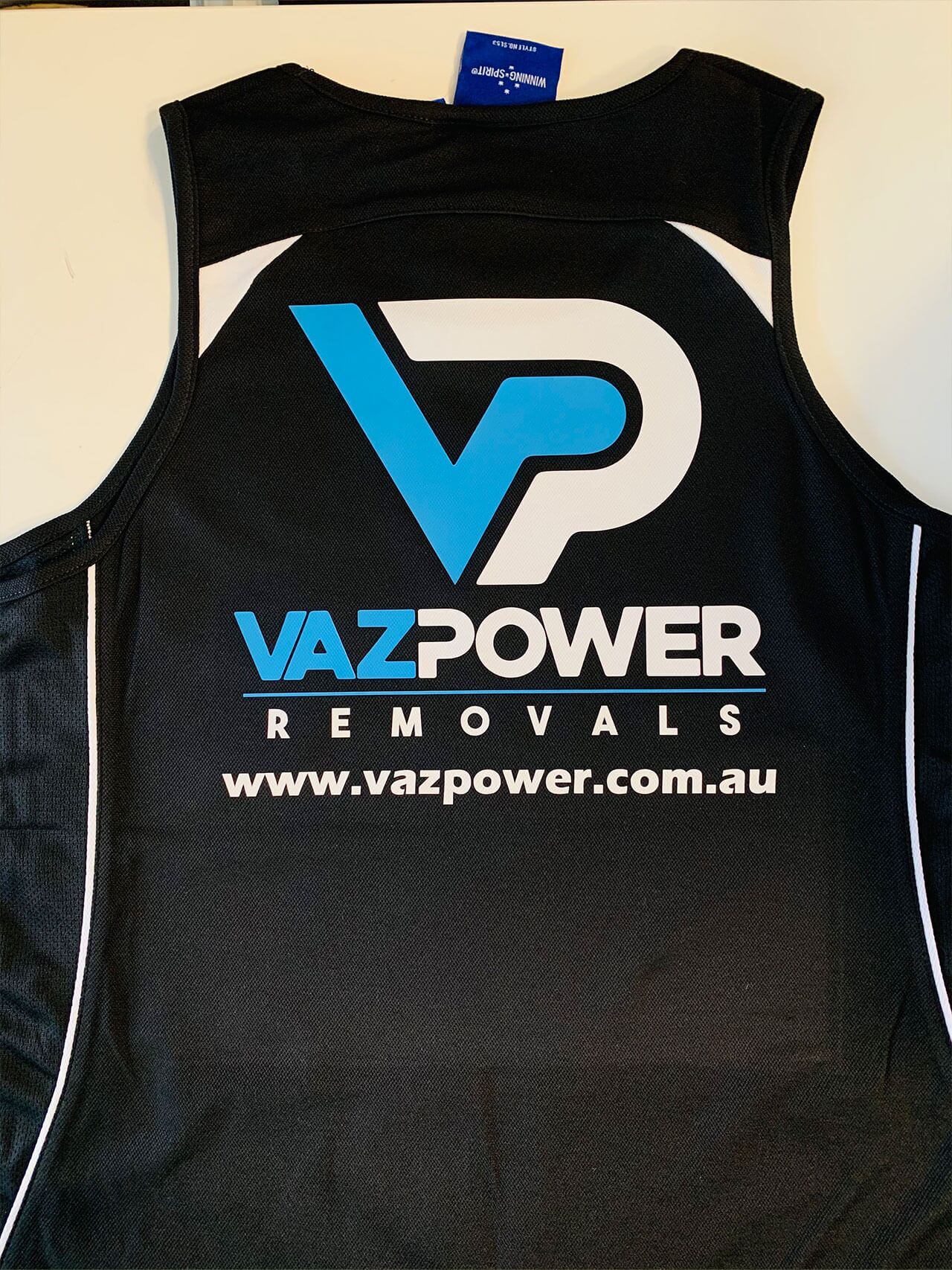 vazPower logo heat transfer printing