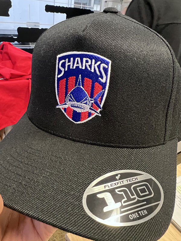 Sharks logo embroidery on cap headwear