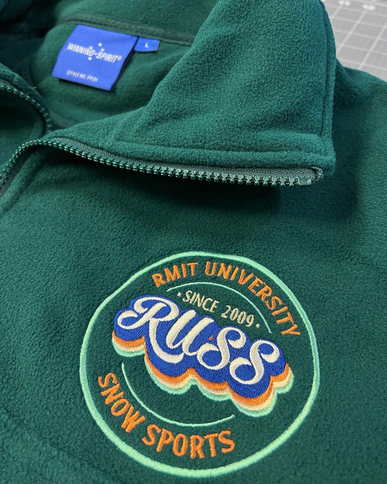 RUSS logo embroidery on jacket